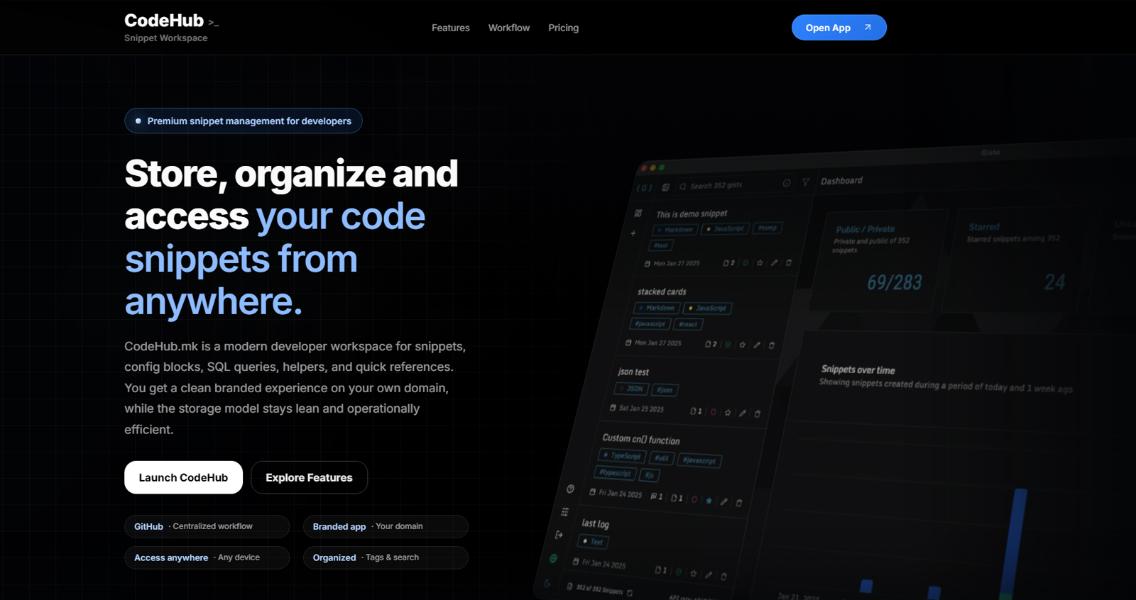 Centralized Hub for Deployed code snippets